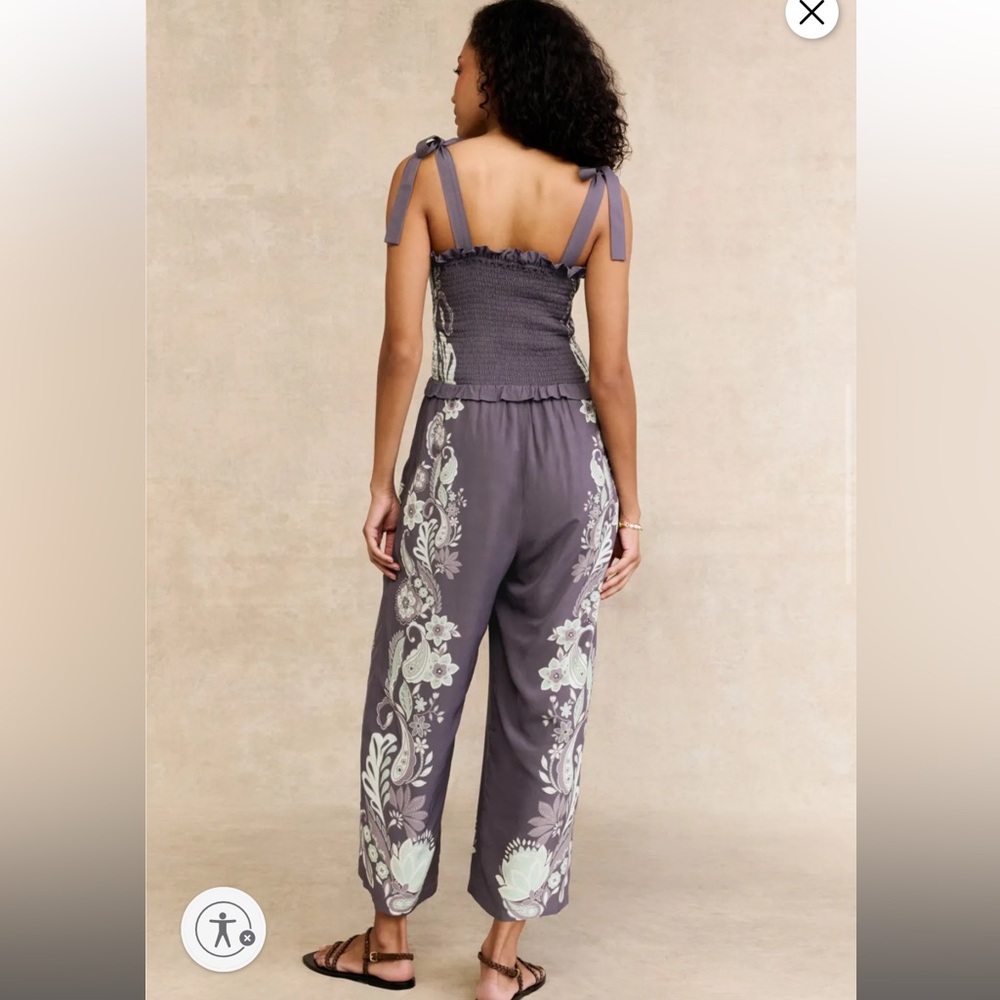 Caballero Rose Graphite Protea Paisley Jumpsuit Sz M - Picture 3 of 6